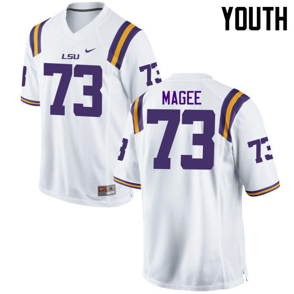 Youth LSU Tigers #73 Adrian Magee College Football Jerseys Game-White